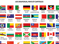 Drapeaux avec noms des pays et capitales à imprimer gratuitement