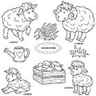 Coloriage les moutons : une brebis, un bélier, des agneaux 