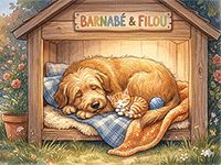 Histoire pour enfants de 3 ans et plus, Filou le chaton et Barnabé le chien