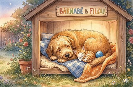 Histoire à lire : Filou let chaton et Barnabé le chien