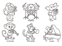 Imagier des instruments de musique à colorier