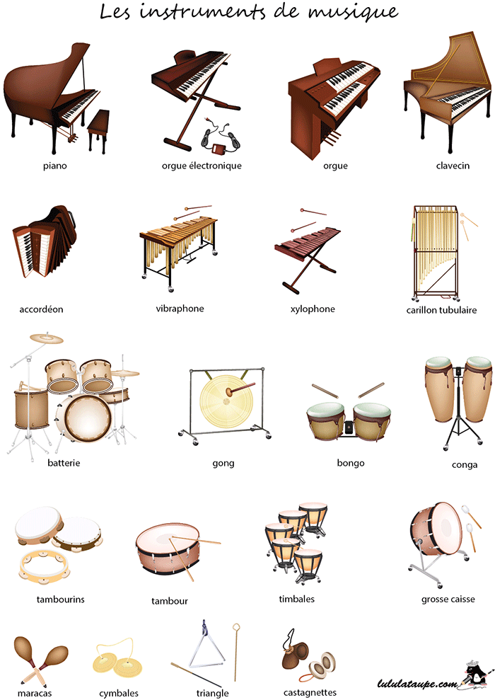 Imagier gratuit à imprimer, les instruments de musique (1)