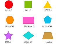 Figures géométriques : cercle, carré, triangle, hexagone, rectangle, pentagone, étoile, losange, trapèze