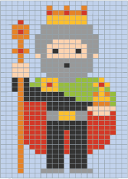 Coloriage codé sur grille, un roi