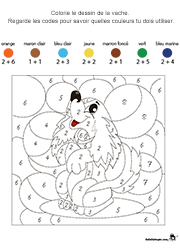 Coloriage magique, les additions dont le résultat est compris entre 2 et 8