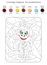 Coloriage magique à imprimer, les soustractions