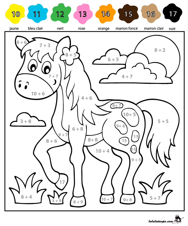Coloriage codé, les additions