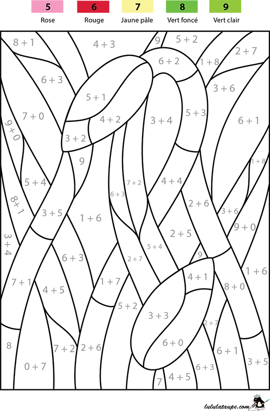 Coloriage codé CP, additions
