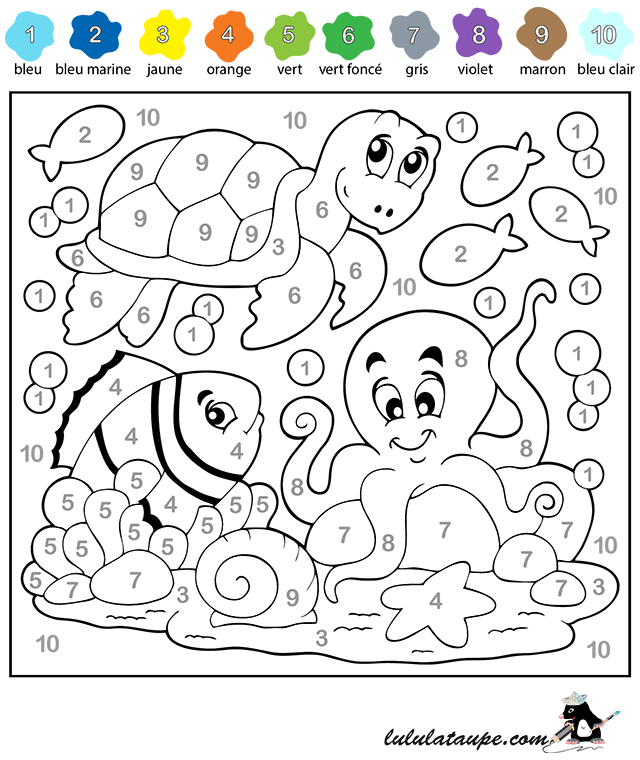 Coloriage codé, les chiffres