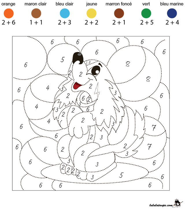 Coloriage codé CP, additions