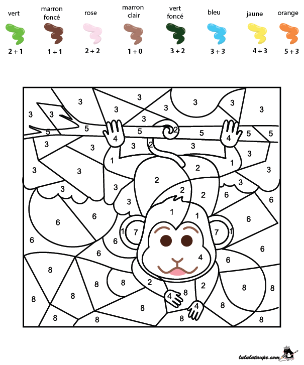 Coloriage codé gratuit, les additions