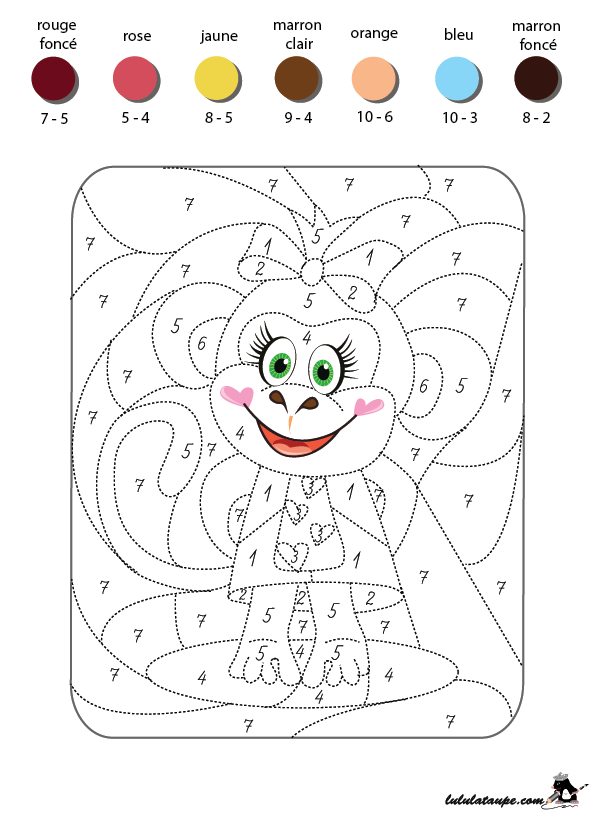 Coloriage codé gratuit, les soustractions