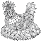 Coloriage pour adulte à imprimer, une poule 