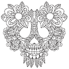 Coloriage abstrait, une tête de mort.