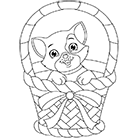 Coloriage un chaton dans un panier