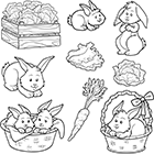 Coloriage à imprimer, le lapin, la lapine, les lapereaux