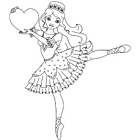 Coloriage à imprimer, une danseuse avec un cœur