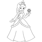 Coloriage à imprimer, une princesse en tenue d'hiver.