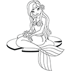 Coloriage une sirène assise sur un nénuphar