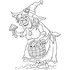 Coloriage à imprimer, la sorcière sur son balai