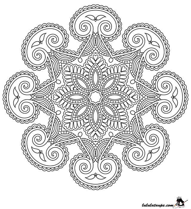 Dessin antistress à imprimer, un mandala