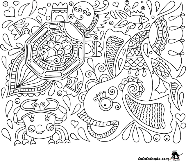 Dessin abstrait pour enfant ou adulte, un fond marin