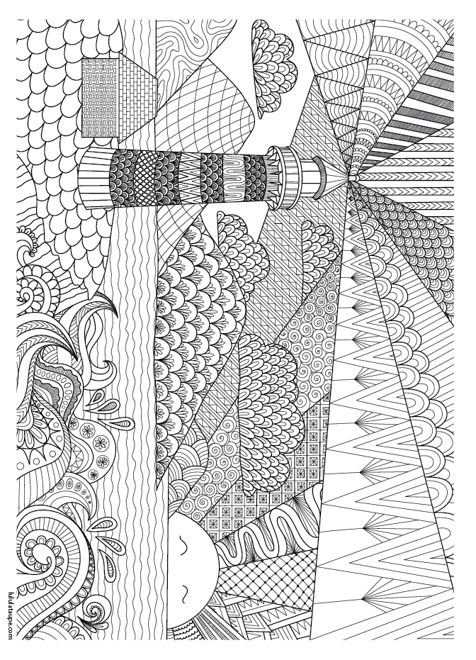 Coloriage abstrait pour adulte, le phare
