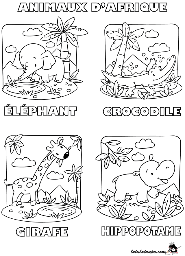 Dessin gratuit à colorier, des animaux d'Afrique