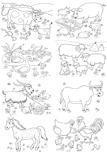 Dessin à colorier, les animaux de la ferme