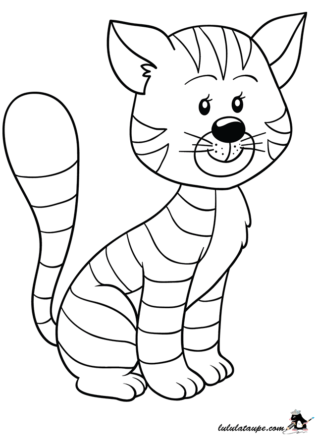 Dessin à colorier, un chat assis