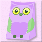 Découpage, une boîte en couleurs en forme de hibou