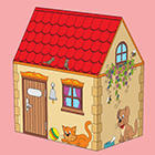 Coloriage, découpage d'une maison en papier