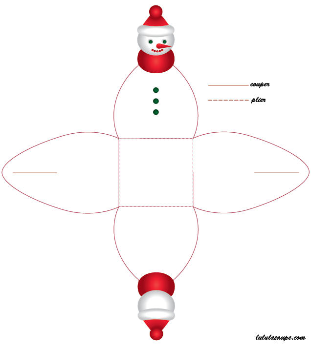 Imprimer, découper, une boîte en forme de bonhomme de neige