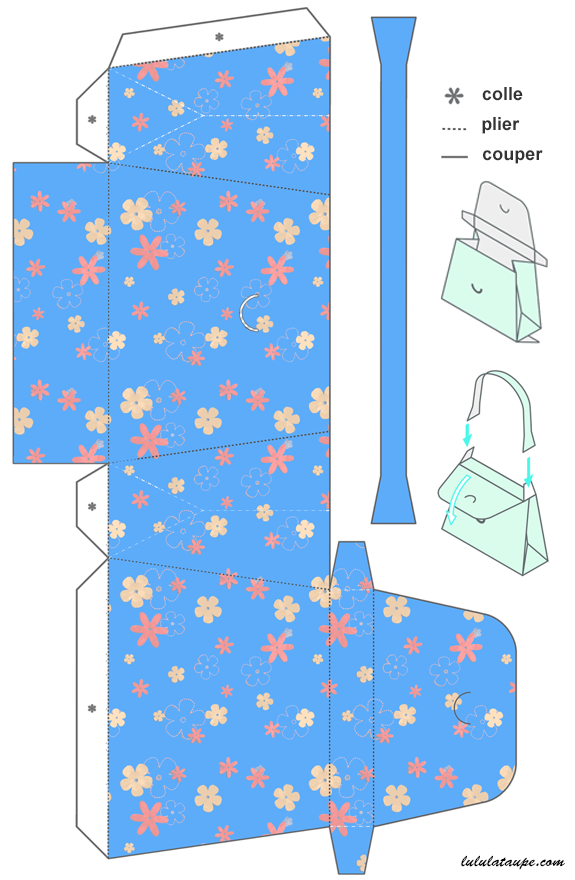 Modèle de sac à main à imprimer et découper sur papier cartonné