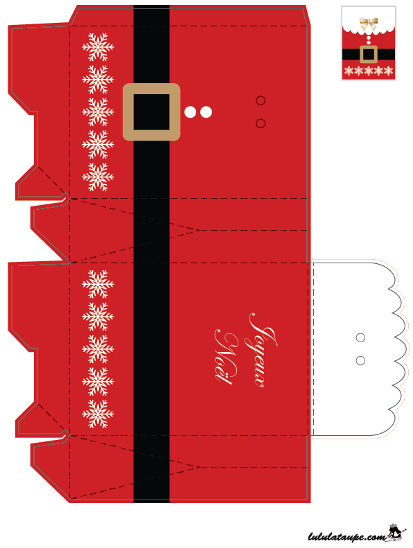 Boîte de Noël décorative à imprimer sur papier cartonné