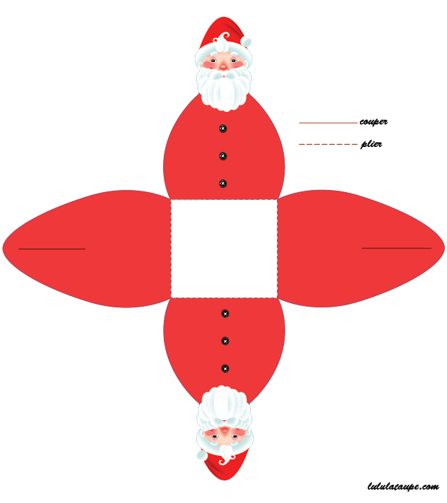 Imprimer, découper, une boîte en forme de Père Noël
