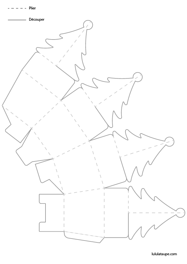 Gabarit du sapin de Noël noir et blanc à découper