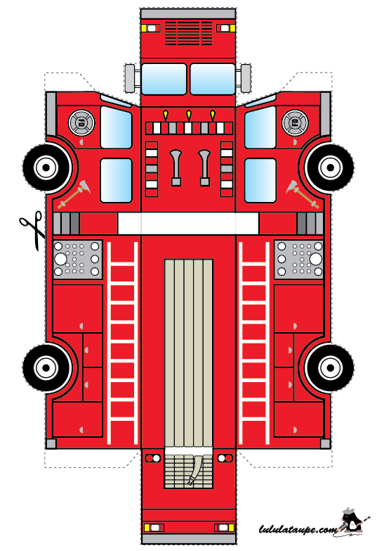 Un camion de pompier à découper