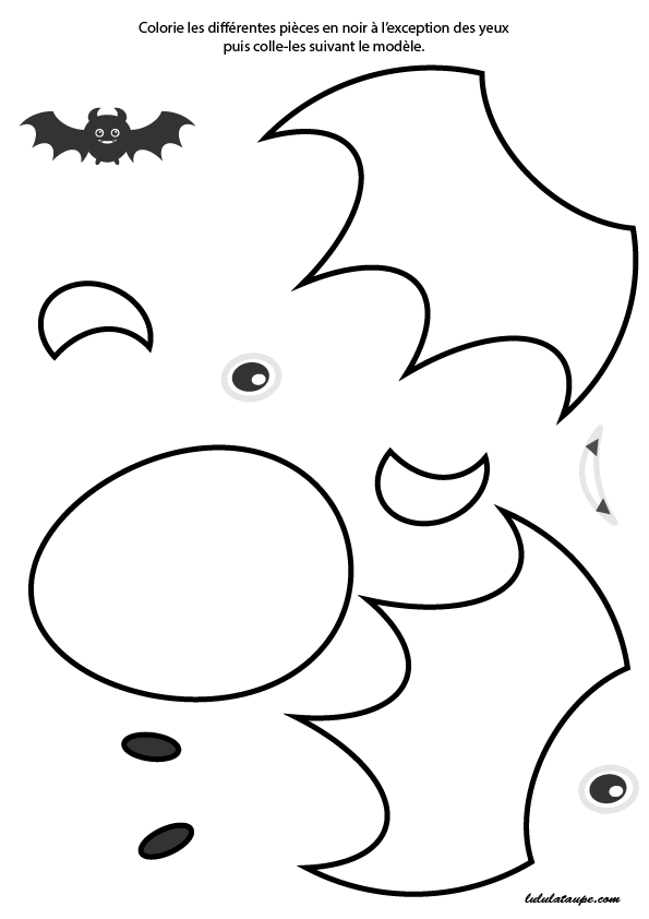 Chauve-souris à imprimer sur papier blanc et à découper