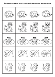 Jeu éducatif à imprimer, trouver deux images identiques