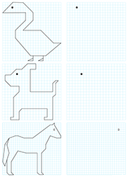 Dessins à reproduire sur quadrillage, à imprimer pour CP, CE1
