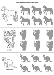 Jeu à imprimer, les ombres d'animaux
