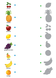 Jeu à imprimer, fruits et ombres