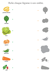 Jeu à imprimer, légumes et ombres