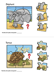 Jeu à imprimer, les pièces manquantes d'un puzzle