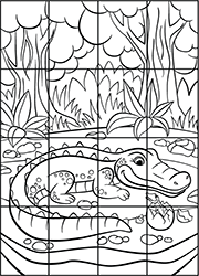 Puzzle à imprimer pour enfants de maternelle, un crocodile
