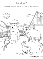 Jeu d'observation gratuit à imprimer les animaux de la ferme