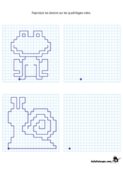 Reproduire un dessin sur quadrillage, exercice à imprimer, CP, CE1