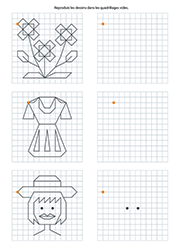 Formes géométriques à reproduire sur quadrillage