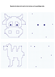 Reproduire un dessin sur quadrillage, exercice à imprimer, CP, CE1